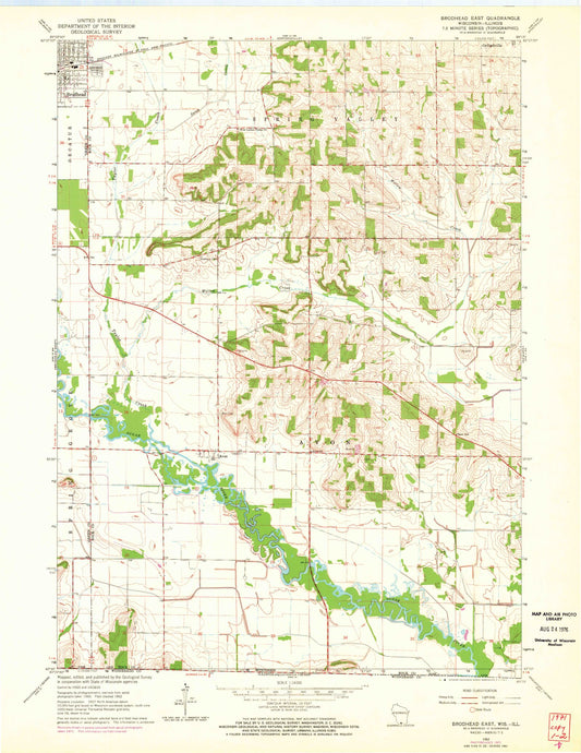 Classic USGS Brodhead East Wisconsin 7.5'x7.5' Topo Map Image