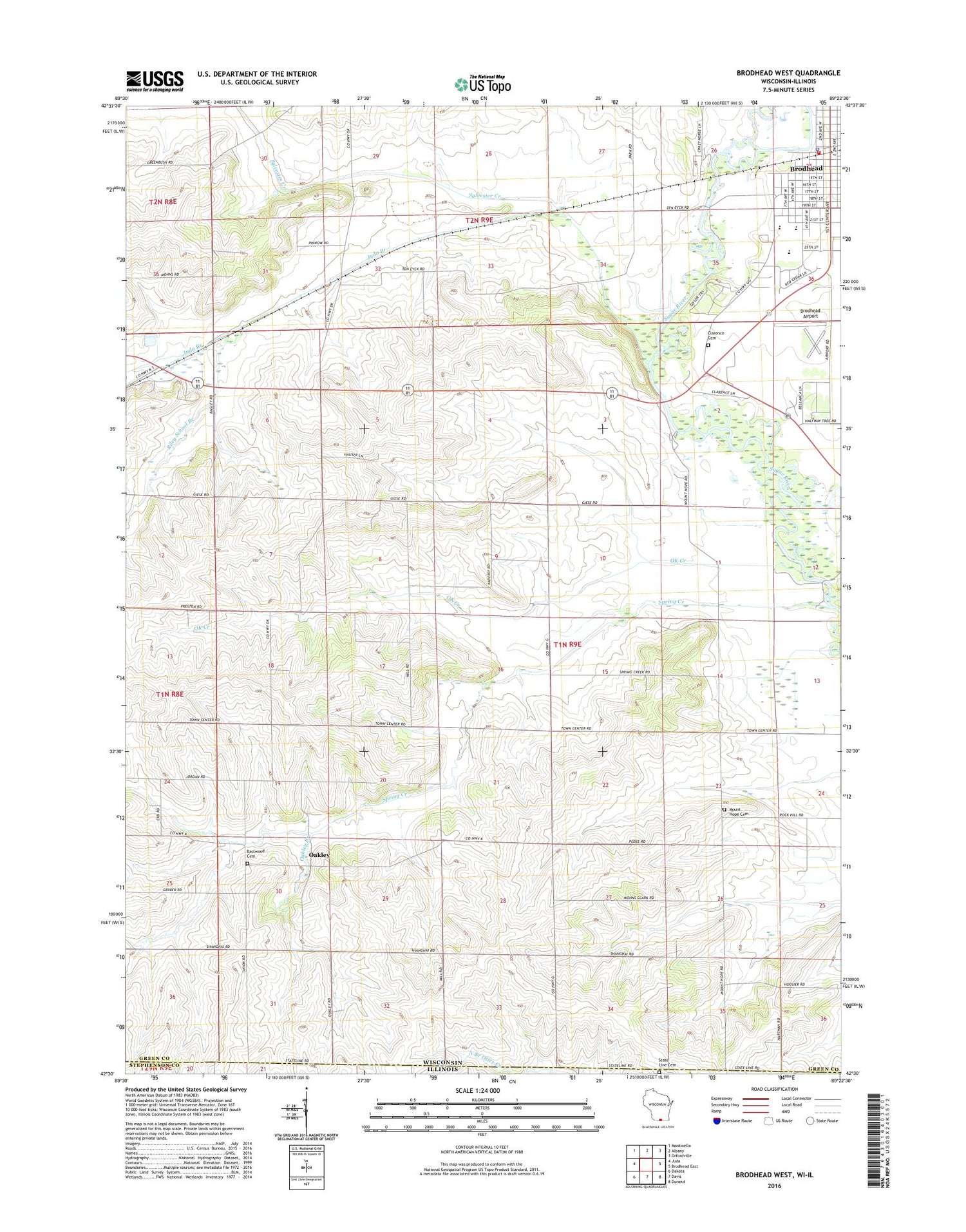 Brodhead West Wisconsin US Topo Map Image