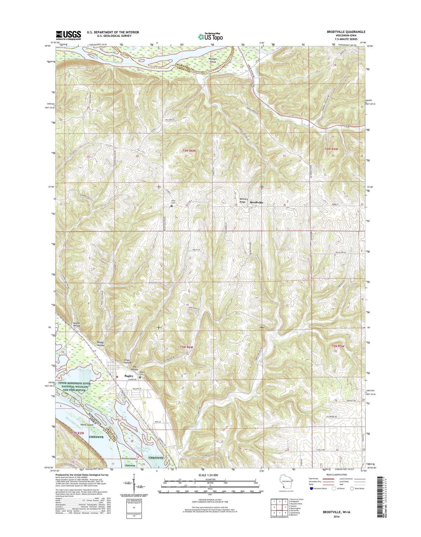 Brodtville Wisconsin US Topo Map Image