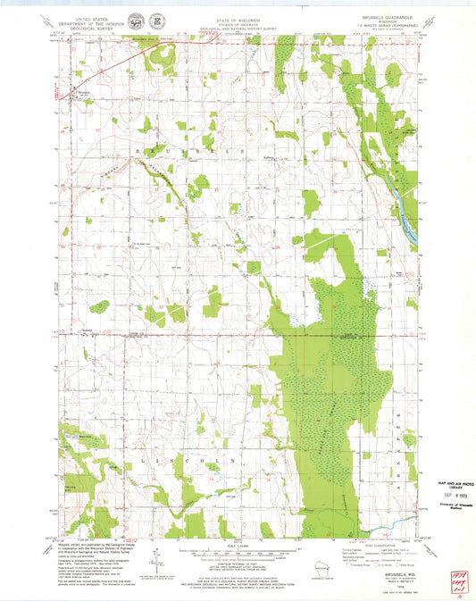 Classic USGS Brussels Wisconsin 7.5'x7.5' Topo Map Image