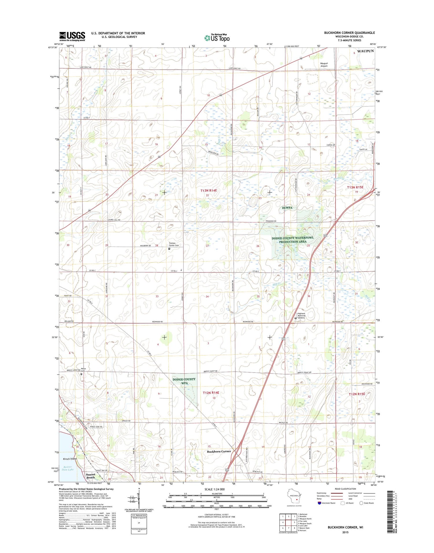 Buckhorn Corner Wisconsin US Topo Map Image