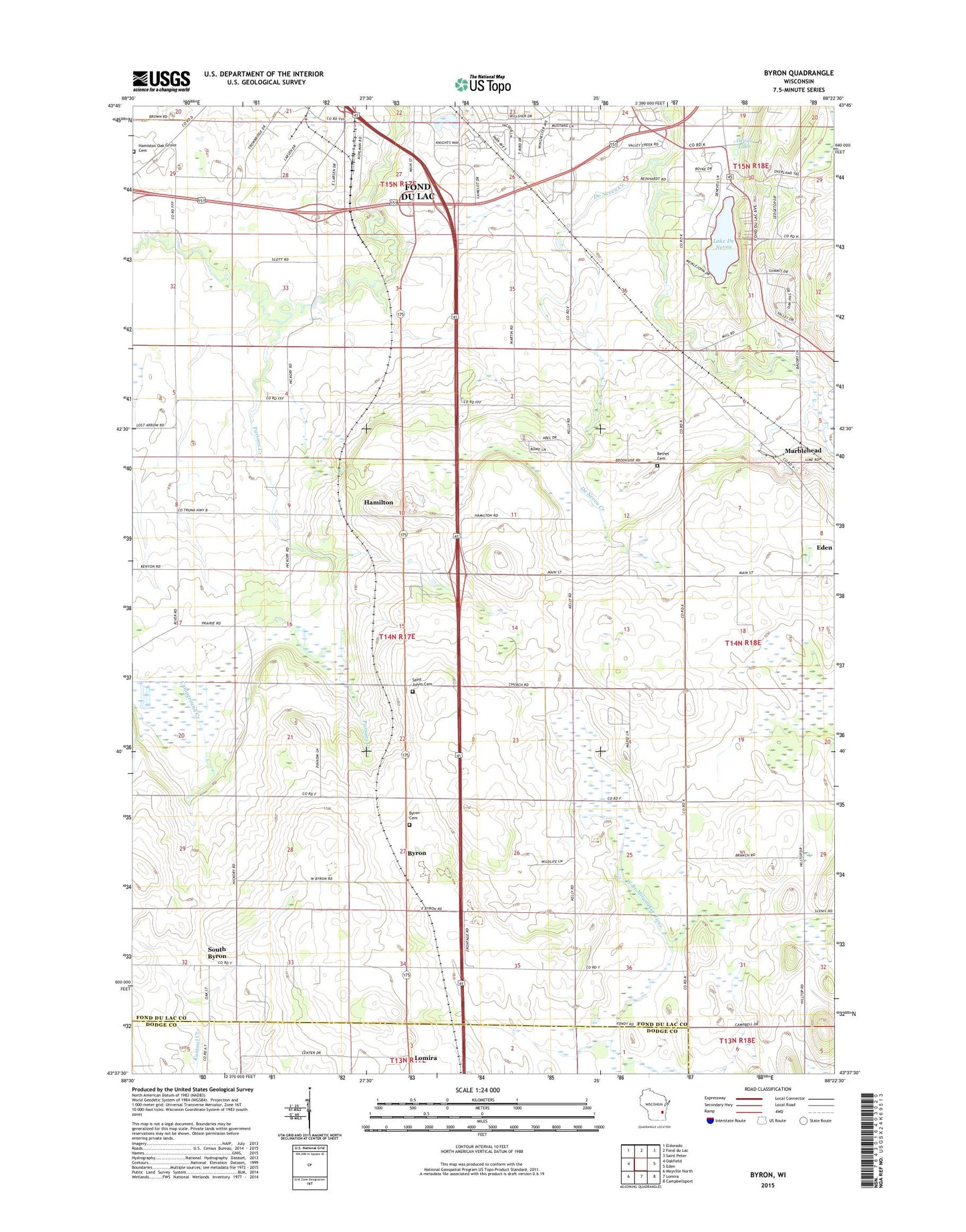 Byron Wisconsin US Topo Map Image