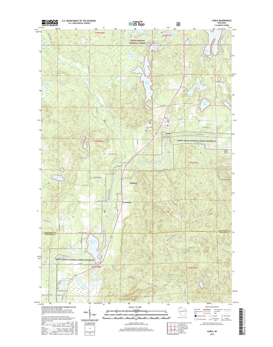 Cable Wisconsin US Topo Map Image