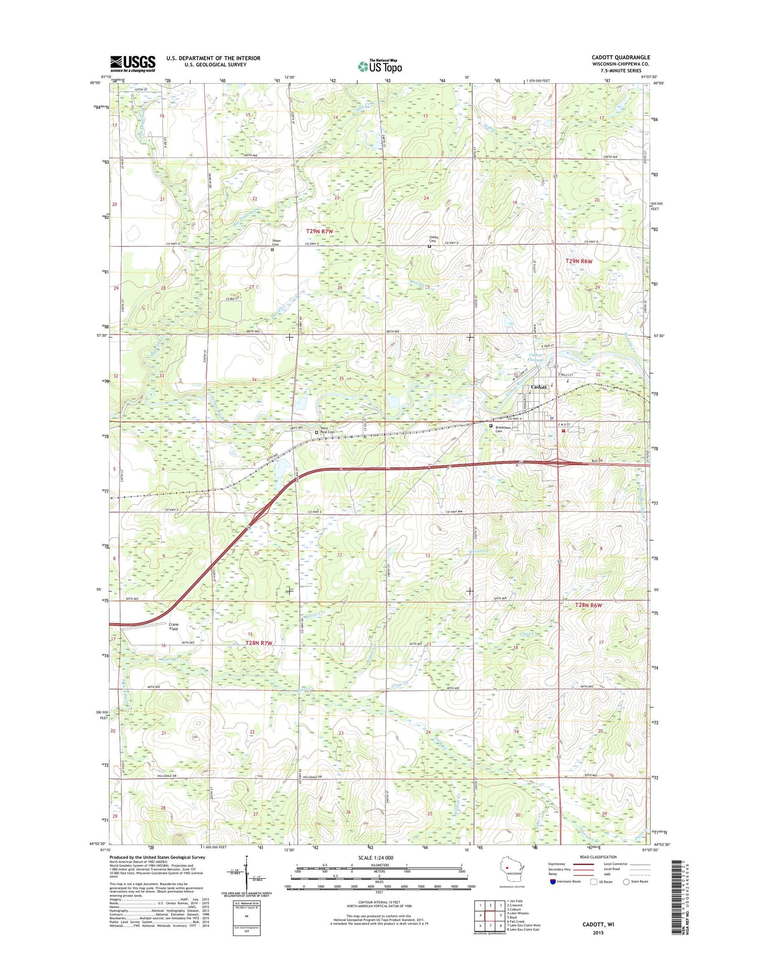 Cadott Wisconsin US Topo Map Image