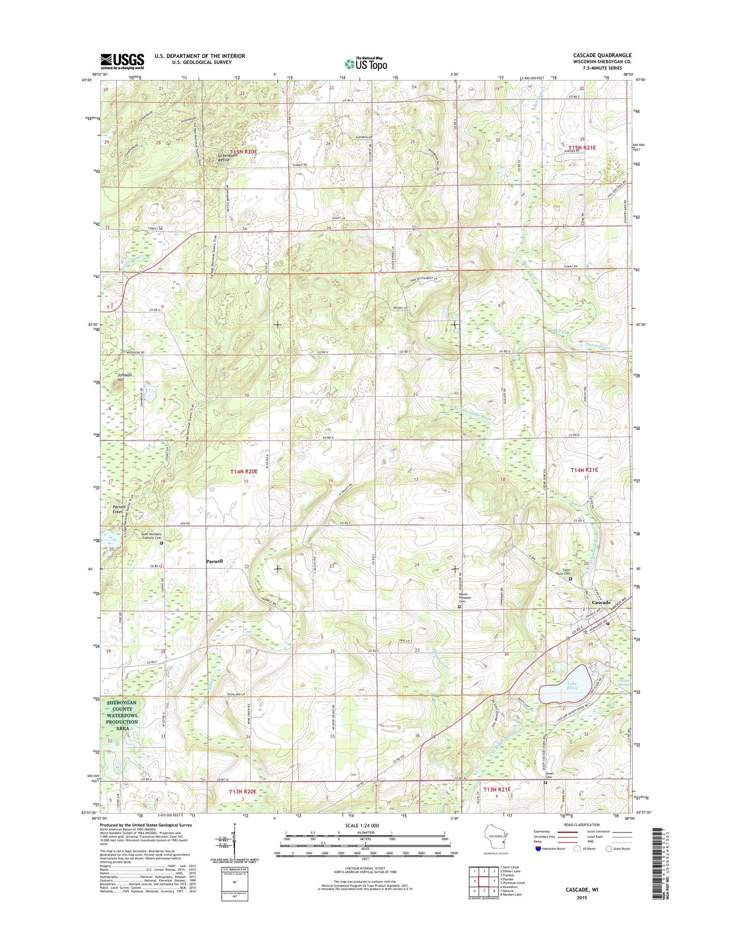 Cascade Wisconsin US Topo Map Image