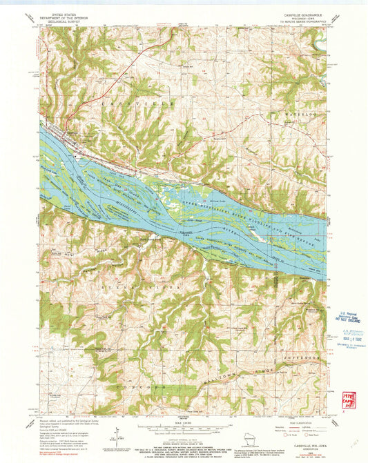 Classic USGS Cassville Wisconsin 7.5'x7.5' Topo Map Image