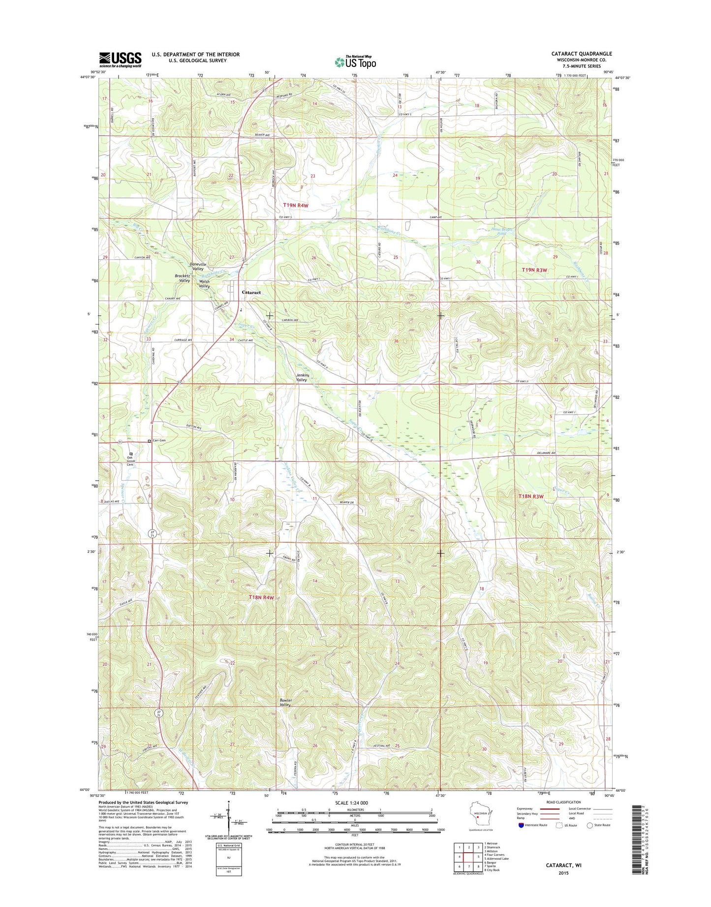 Cataract Wisconsin US Topo Map Image