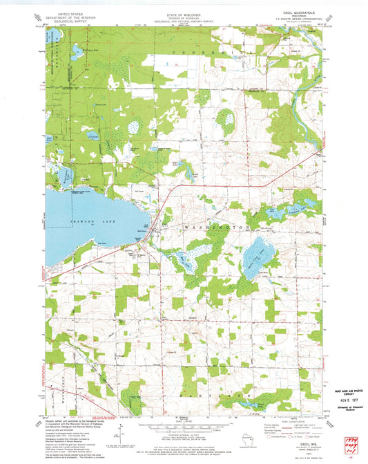 Classic USGS Cecil Wisconsin 7.5'x7.5' Topo Map Image