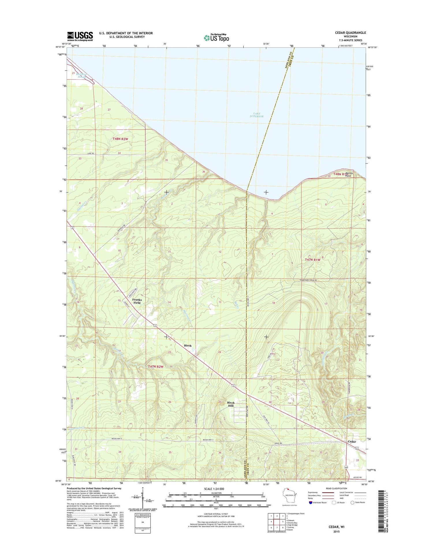 Cedar Wisconsin US Topo Map Image