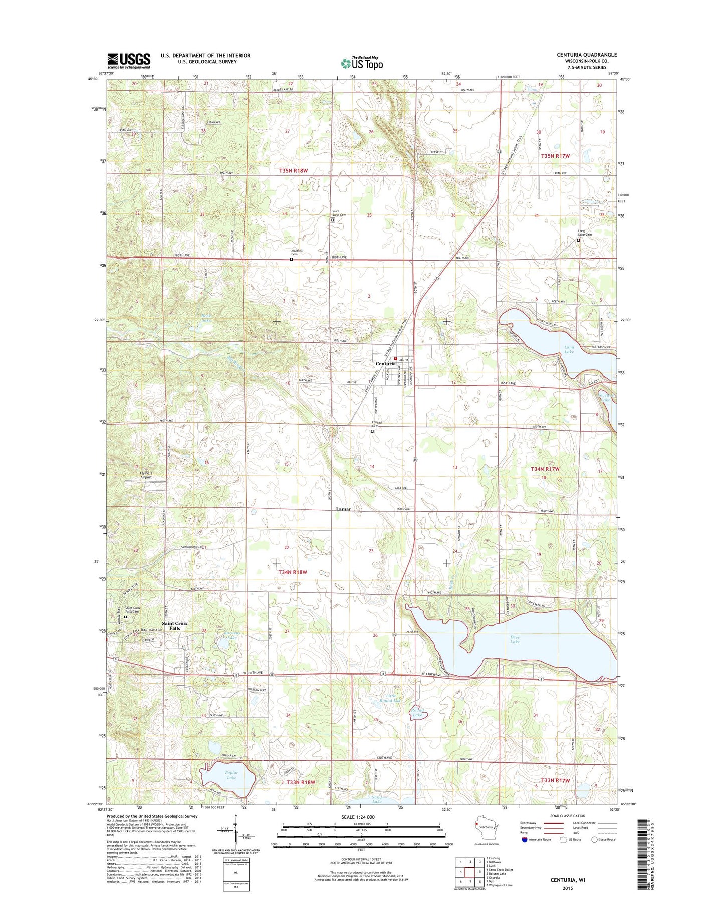 Centuria Wisconsin US Topo Map Image