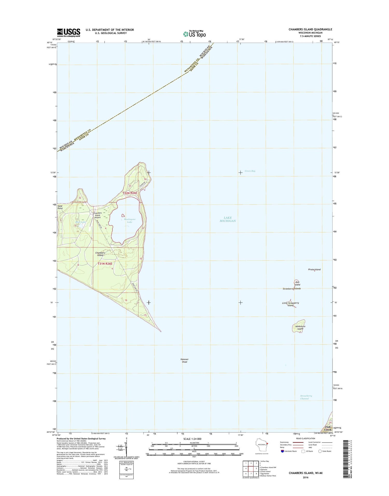 Chambers Island Wisconsin US Topo Map Image