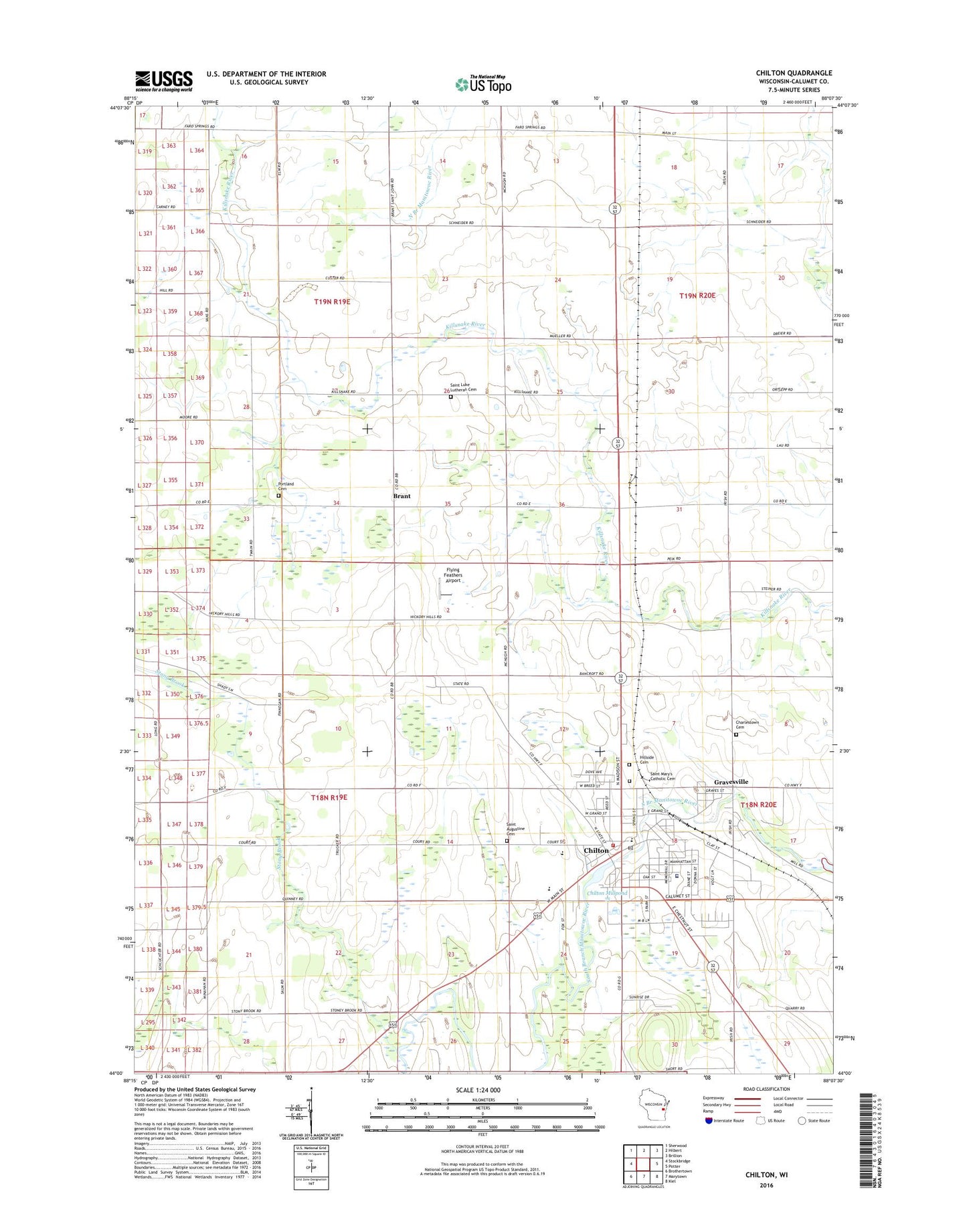 Chilton Wisconsin US Topo Map Image
