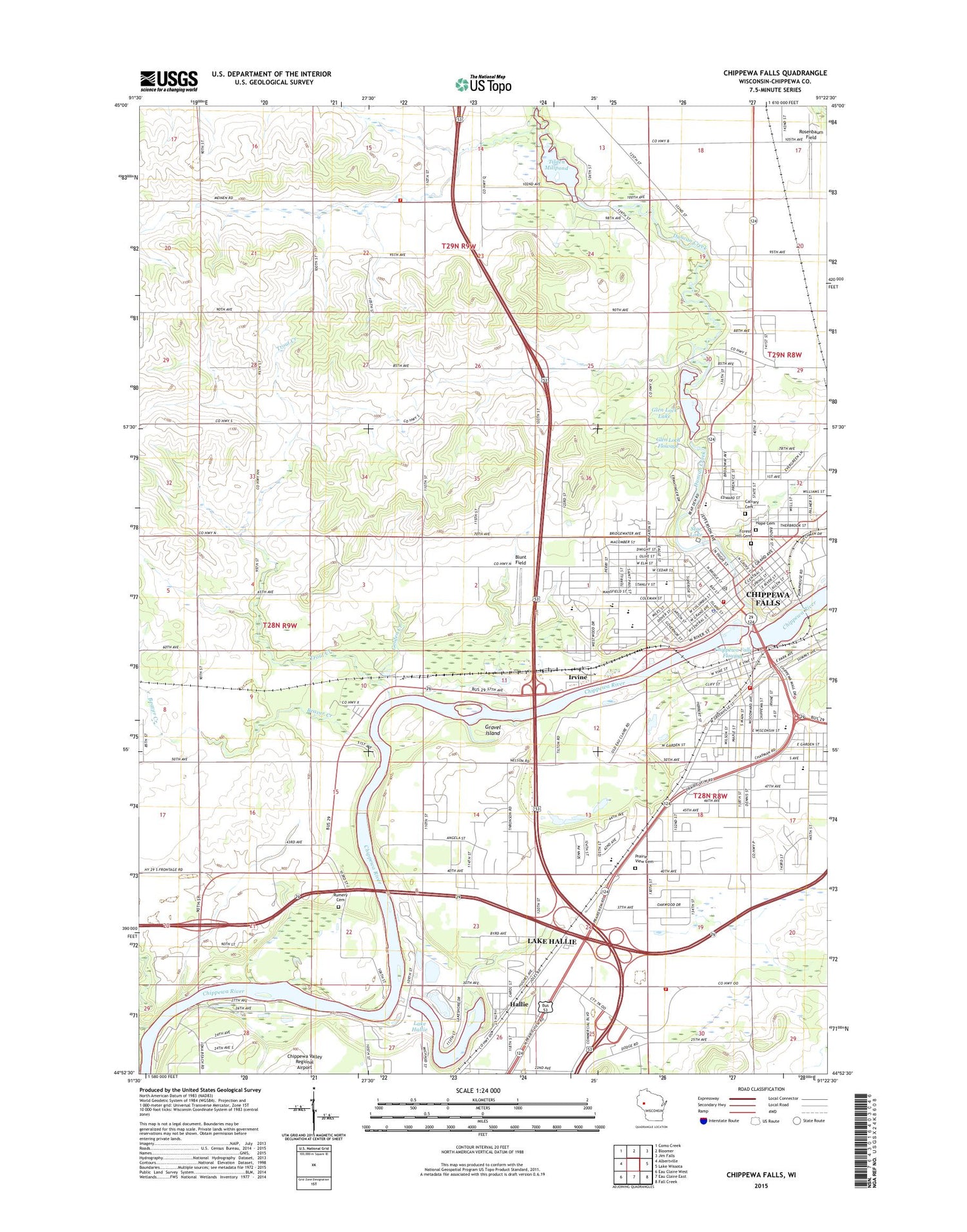 Chippewa Falls Wisconsin US Topo Map Image