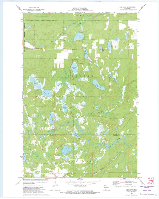 Classic USGS Chittamo Wisconsin 7.5'x7.5' Topo Map Image