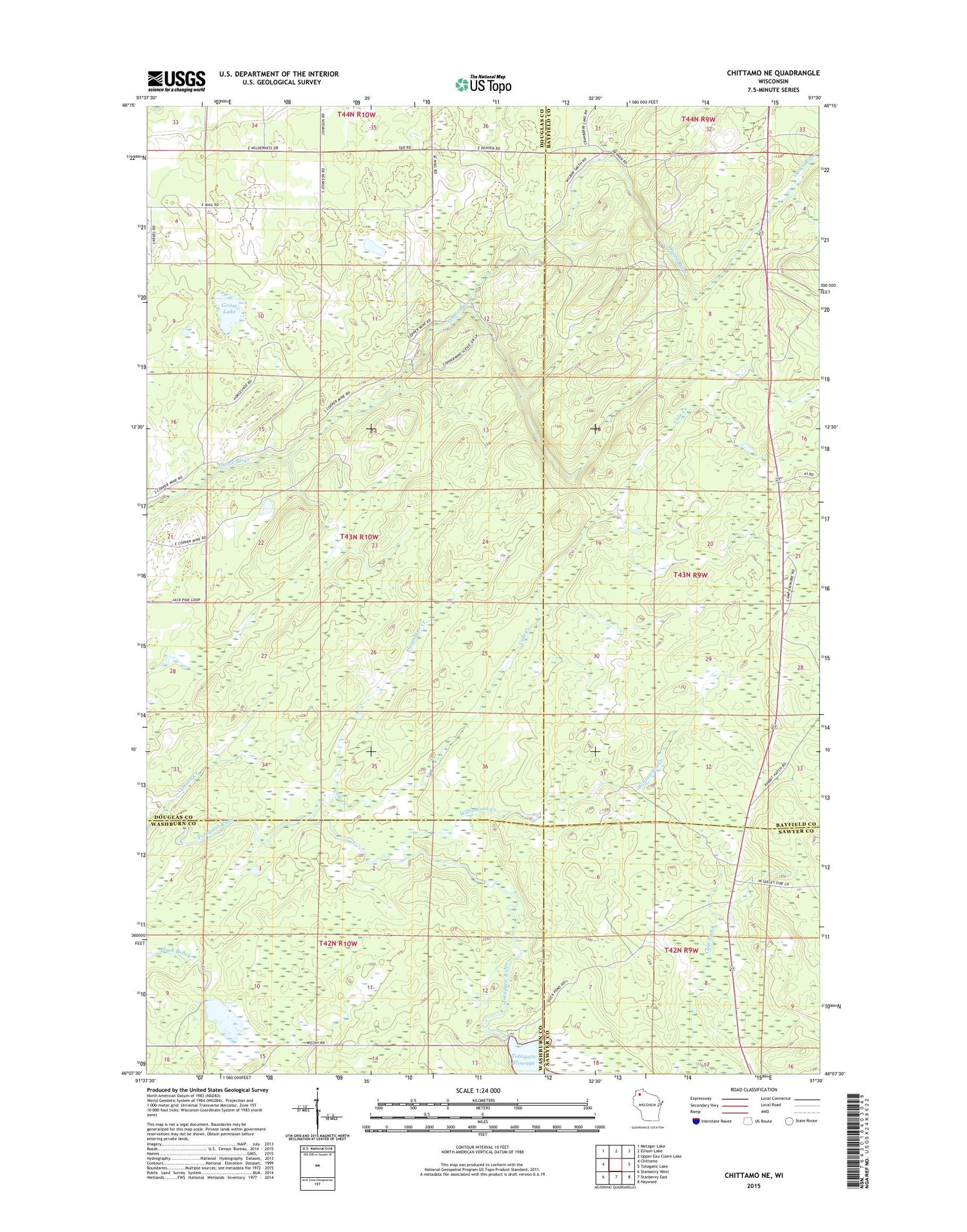 Chittamo NE Wisconsin US Topo Map Image