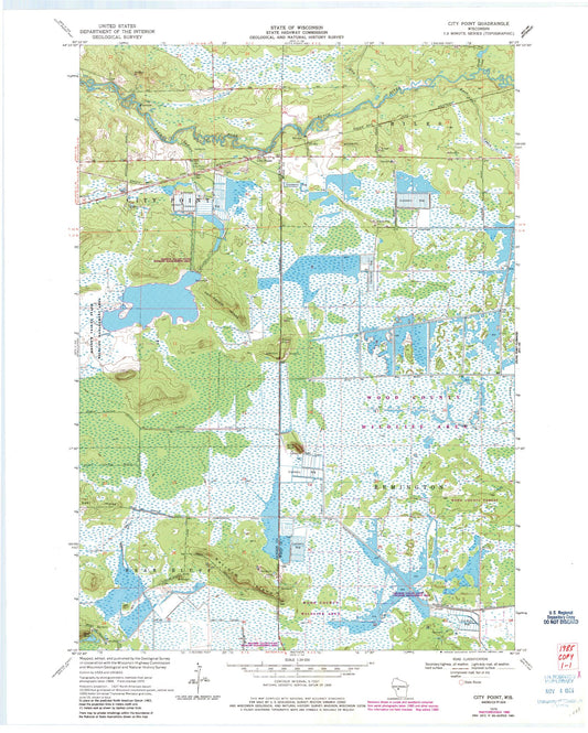 Classic USGS City Point Wisconsin 7.5'x7.5' Topo Map Image