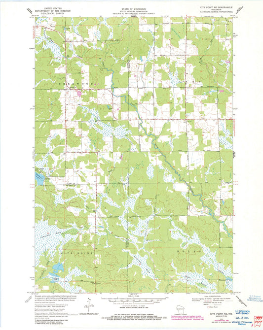 Classic USGS City Point NE Wisconsin 7.5'x7.5' Topo Map Image