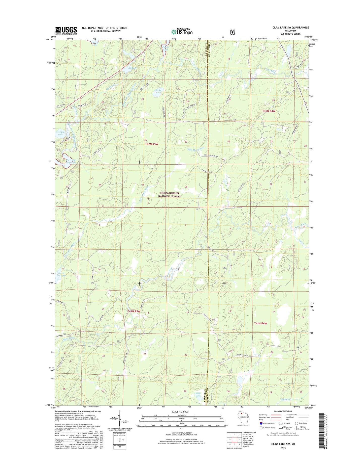 Clam Lake SW Wisconsin US Topo Map Image