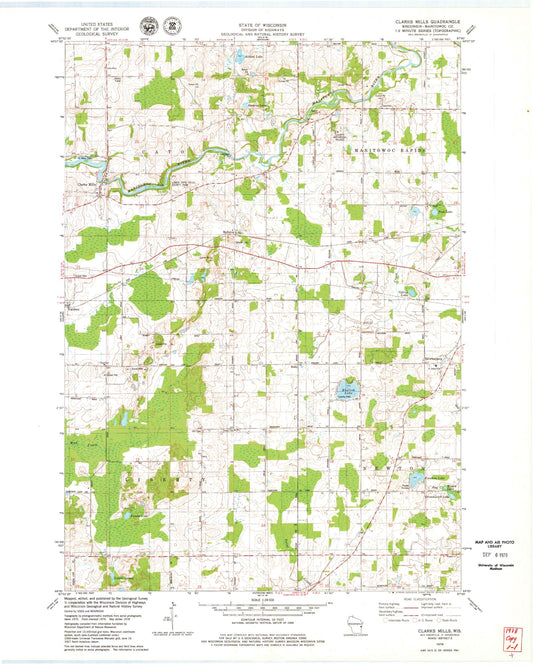 Classic USGS Clarks Mills Wisconsin 7.5'x7.5' Topo Map Image