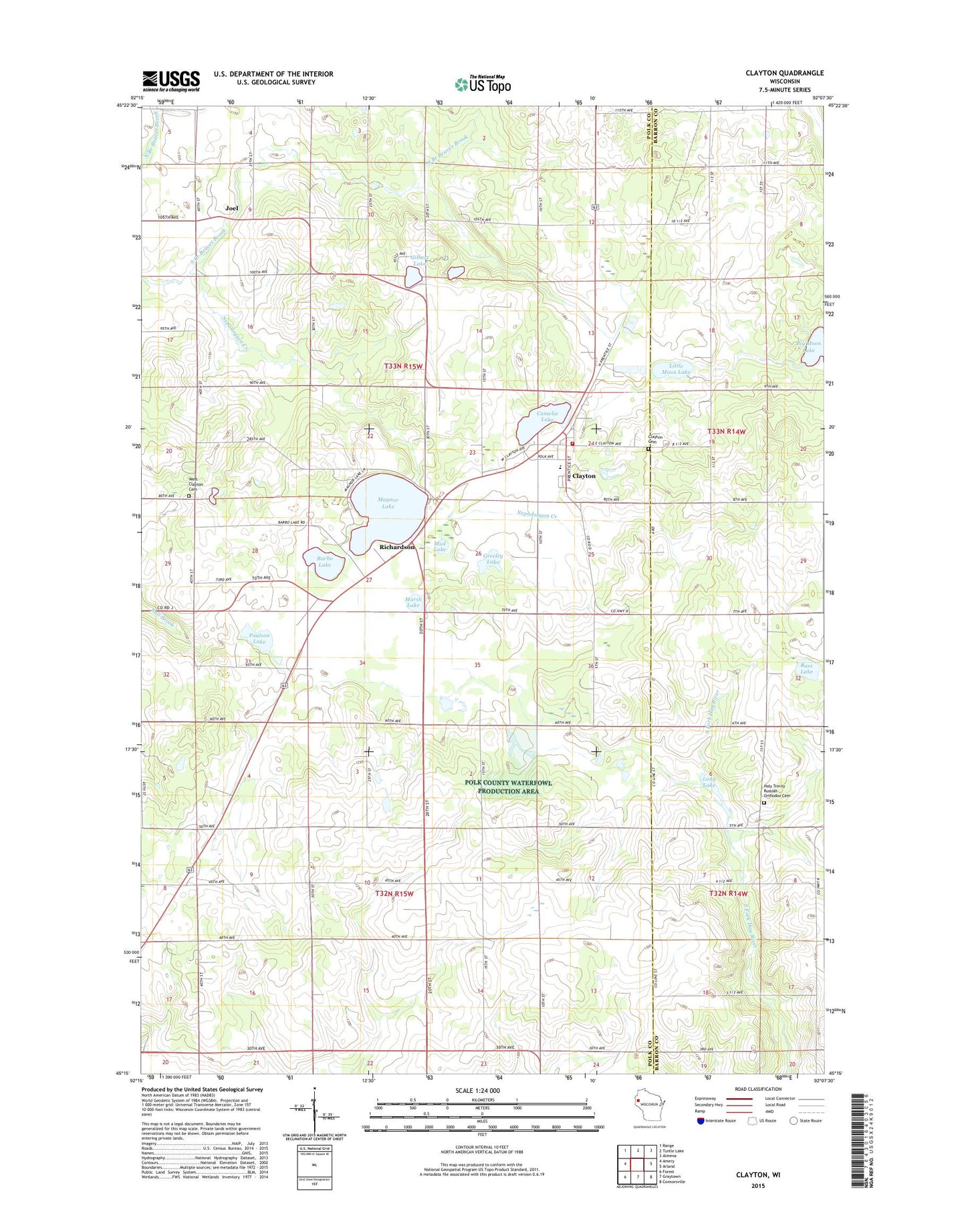Clayton Wisconsin US Topo Map Image