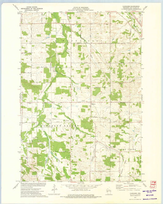 Classic USGS Cleghorn Wisconsin 7.5'x7.5' Topo Map Image