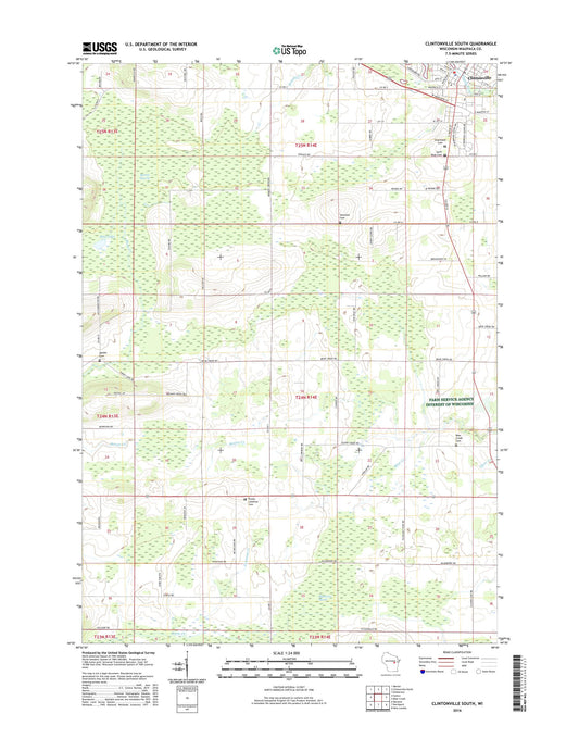 Clintonville South Wisconsin US Topo Map Image