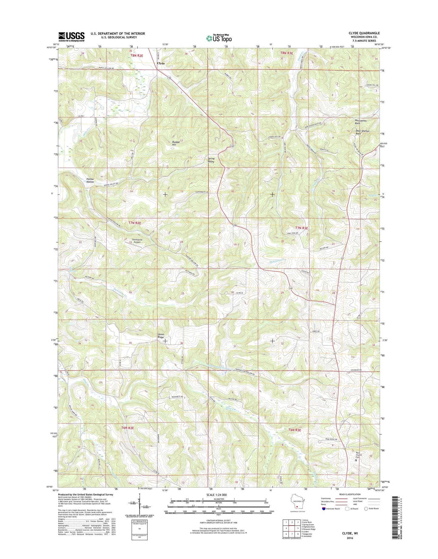 Clyde Wisconsin US Topo Map Image