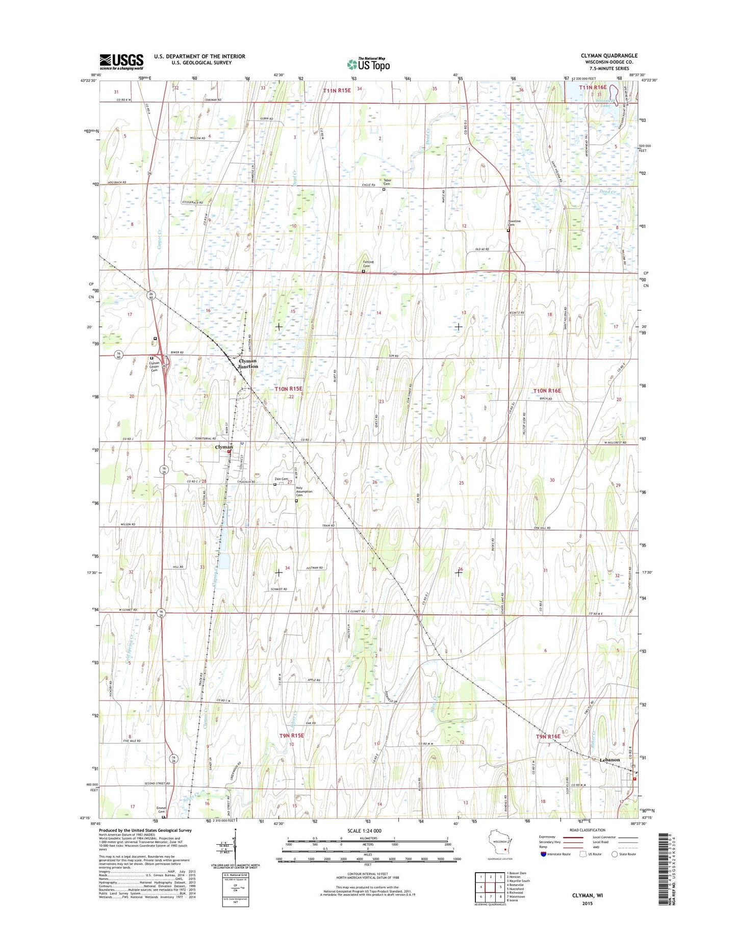 Clyman Wisconsin US Topo Map Image