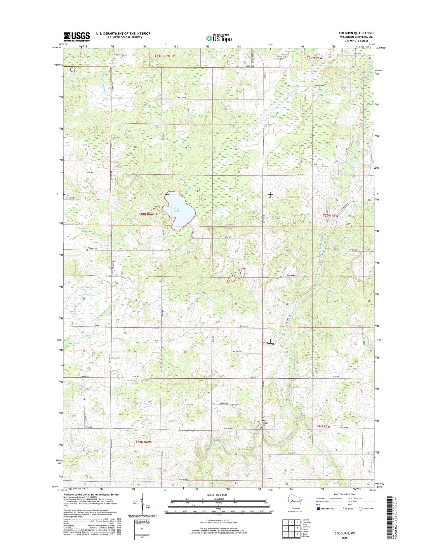 Colburn Wisconsin US Topo Map Image