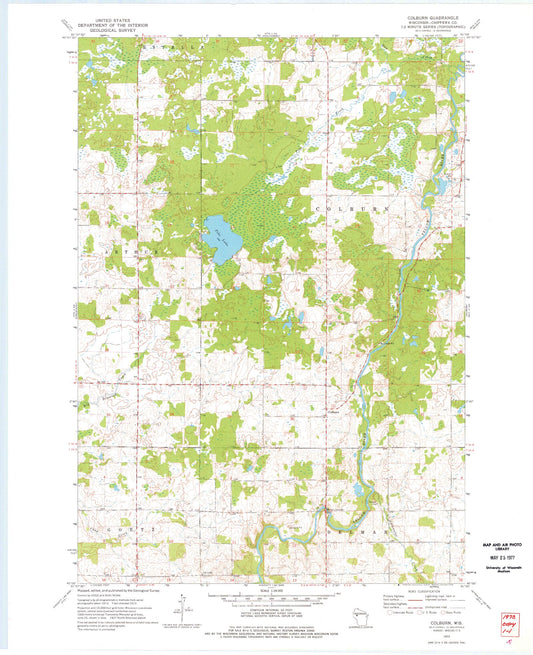 Classic USGS Colburn Wisconsin 7.5'x7.5' Topo Map Image