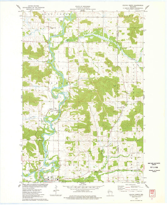 Classic USGS Colfax North Wisconsin 7.5'x7.5' Topo Map Image