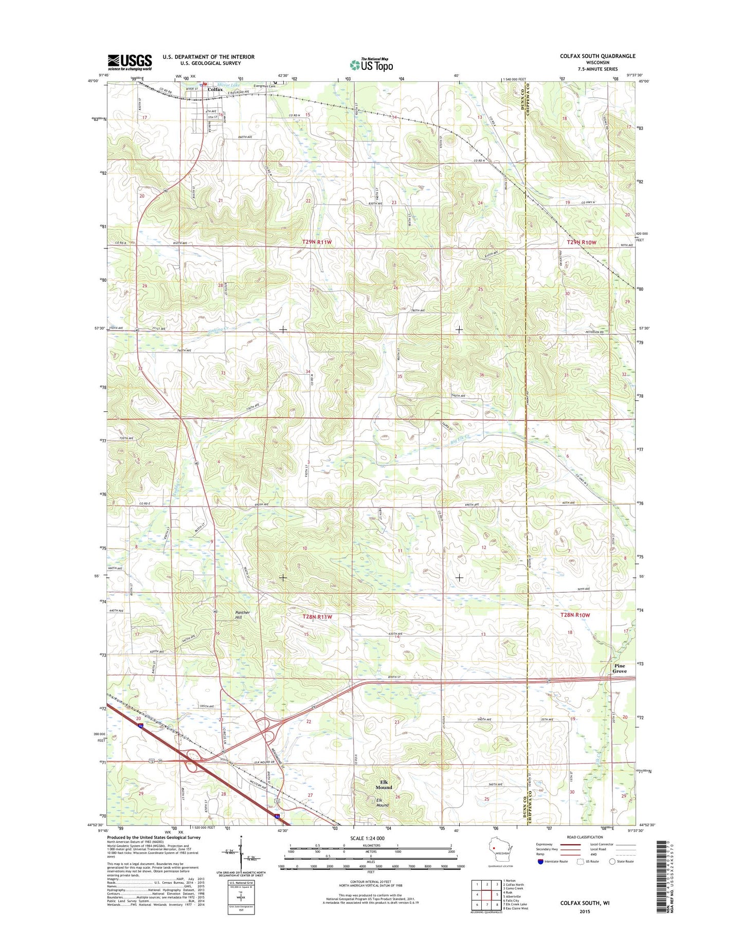Colfax South Wisconsin US Topo Map Image