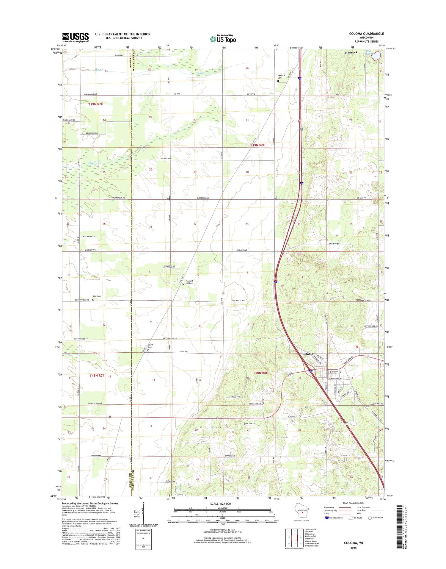 Coloma Wisconsin US Topo Map Image