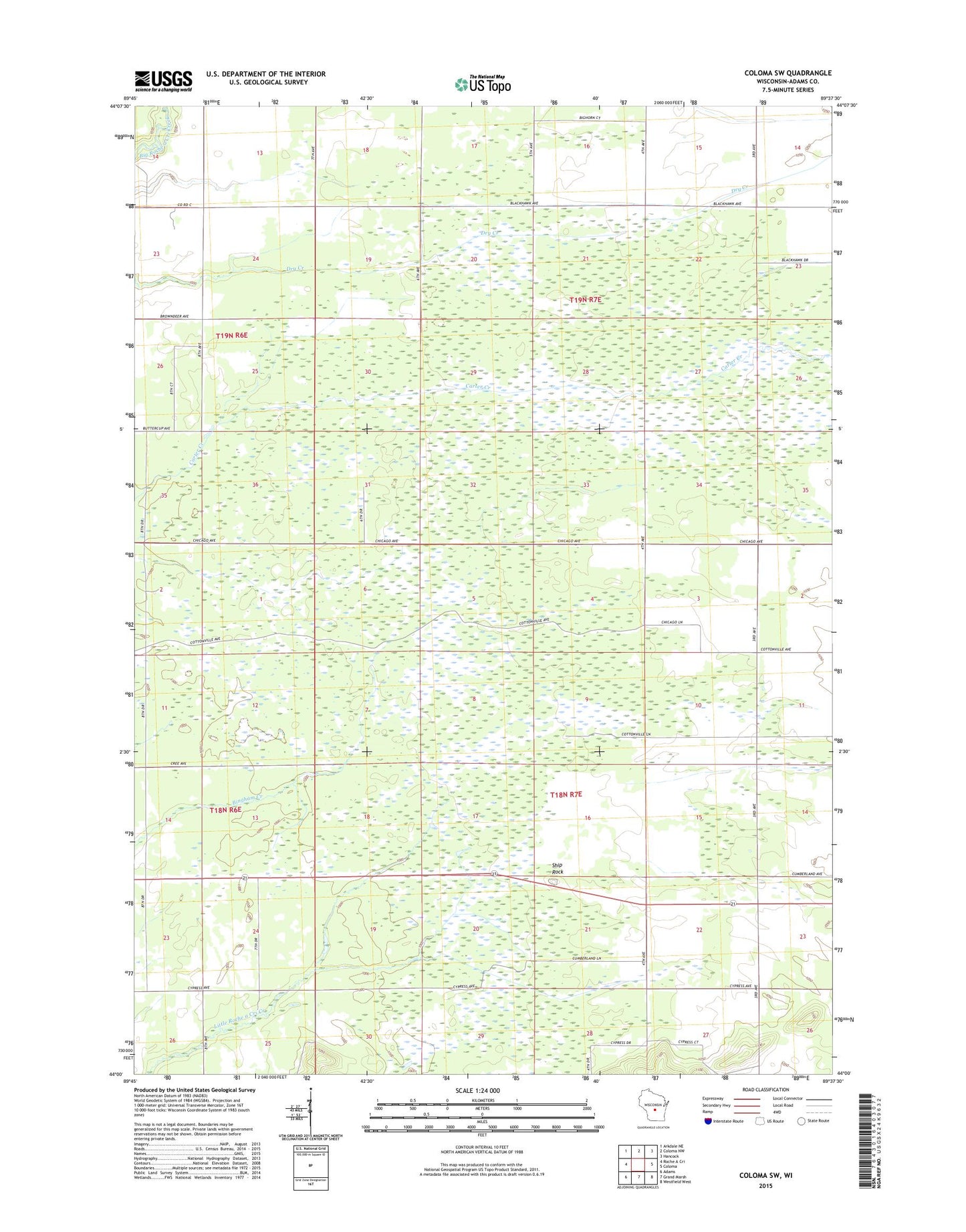 Coloma SW Wisconsin US Topo Map Image