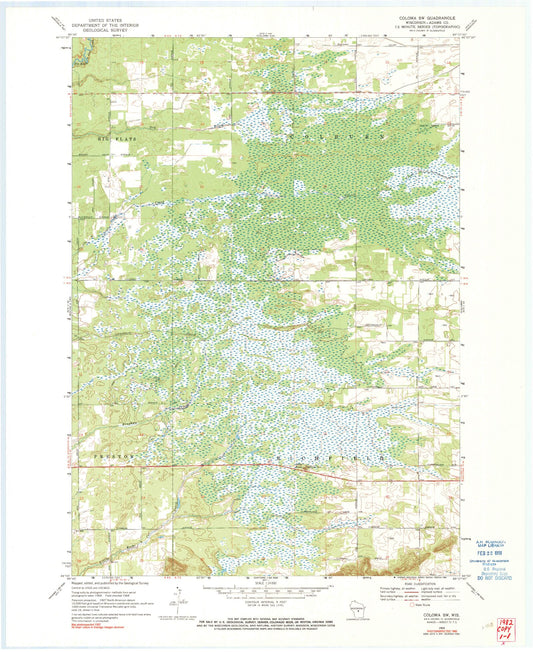Classic USGS Coloma SW Wisconsin 7.5'x7.5' Topo Map Image