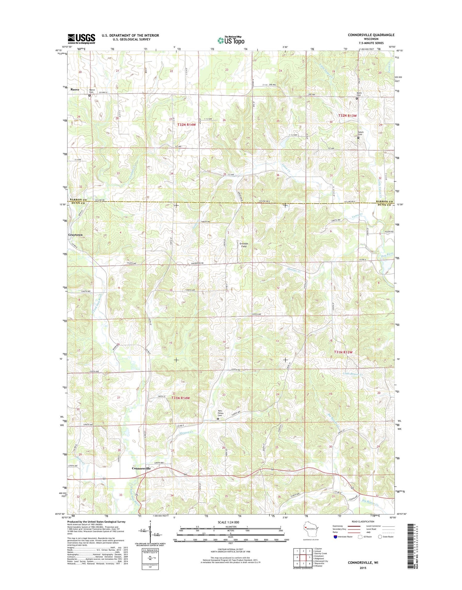 Connorsville Wisconsin US Topo Map Image