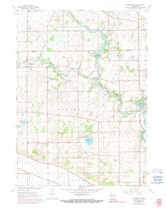 Classic USGS Cooksville Wisconsin 7.5'x7.5' Topo Map Image