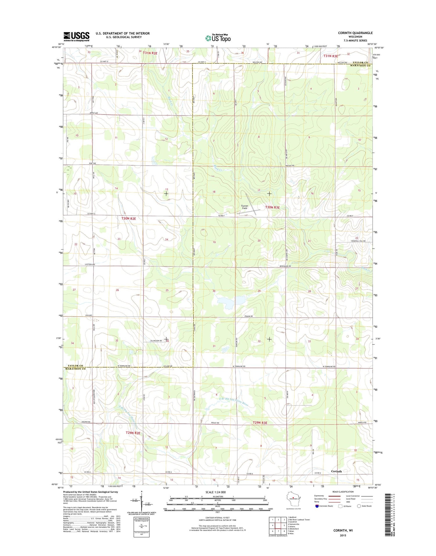 Corinth Wisconsin US Topo Map Image
