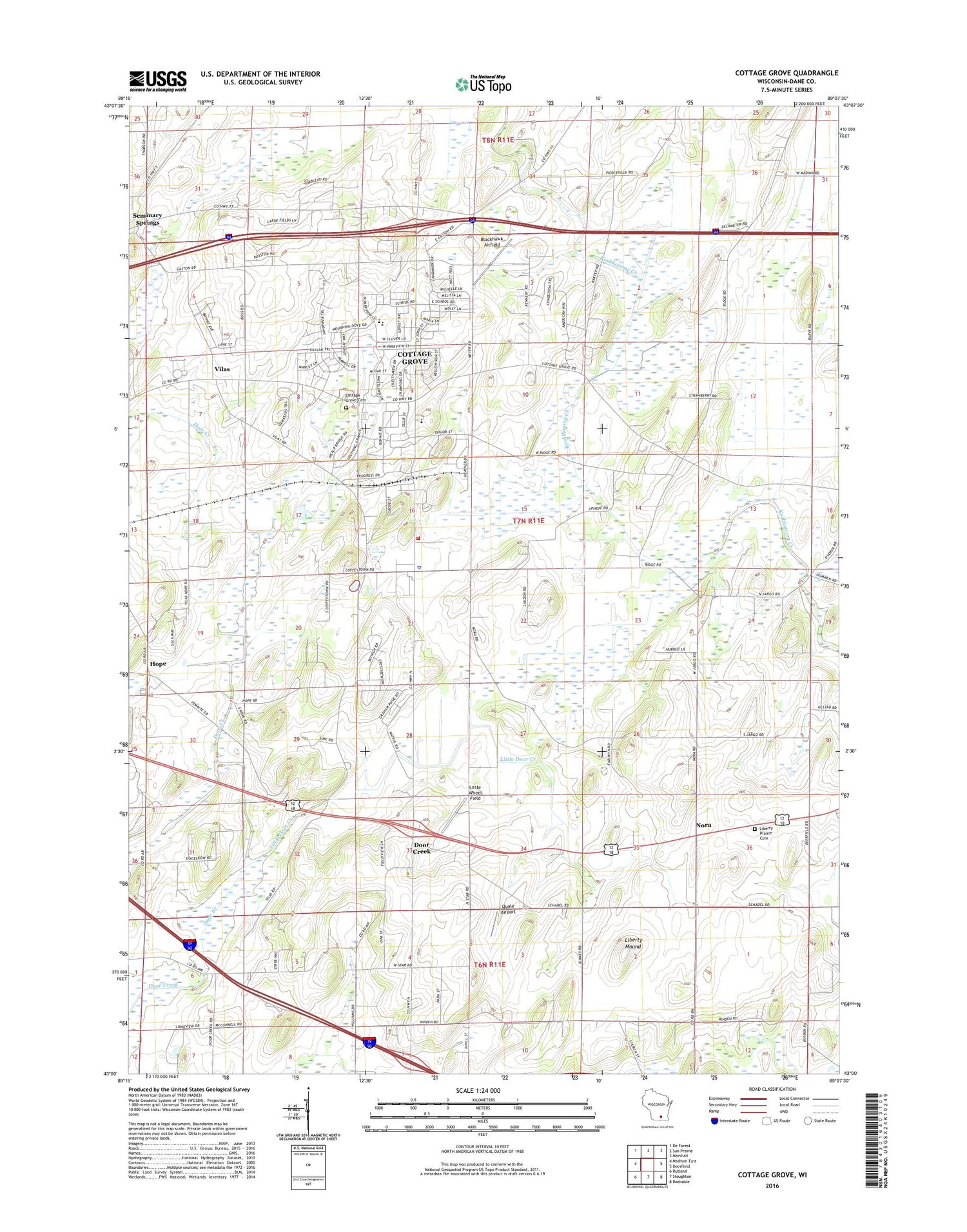 Cottage Grove Wisconsin US Topo Map Image