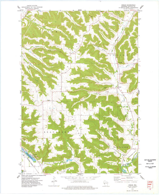 Classic USGS Cream Wisconsin 7.5'x7.5' Topo Map Image