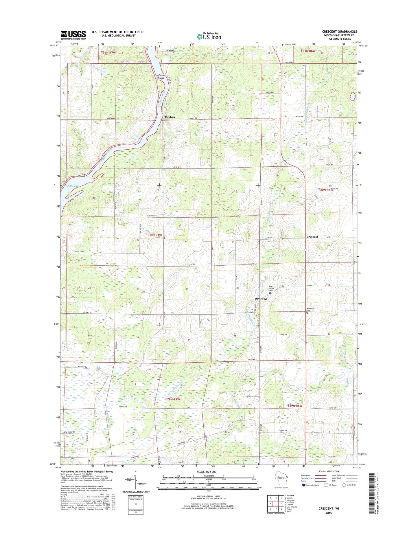 Crescent Wisconsin US Topo Map Image