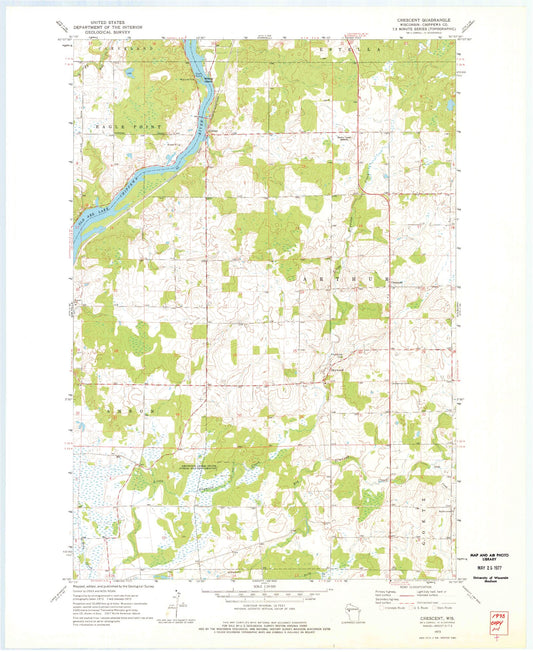 Classic USGS Crescent Wisconsin 7.5'x7.5' Topo Map Image