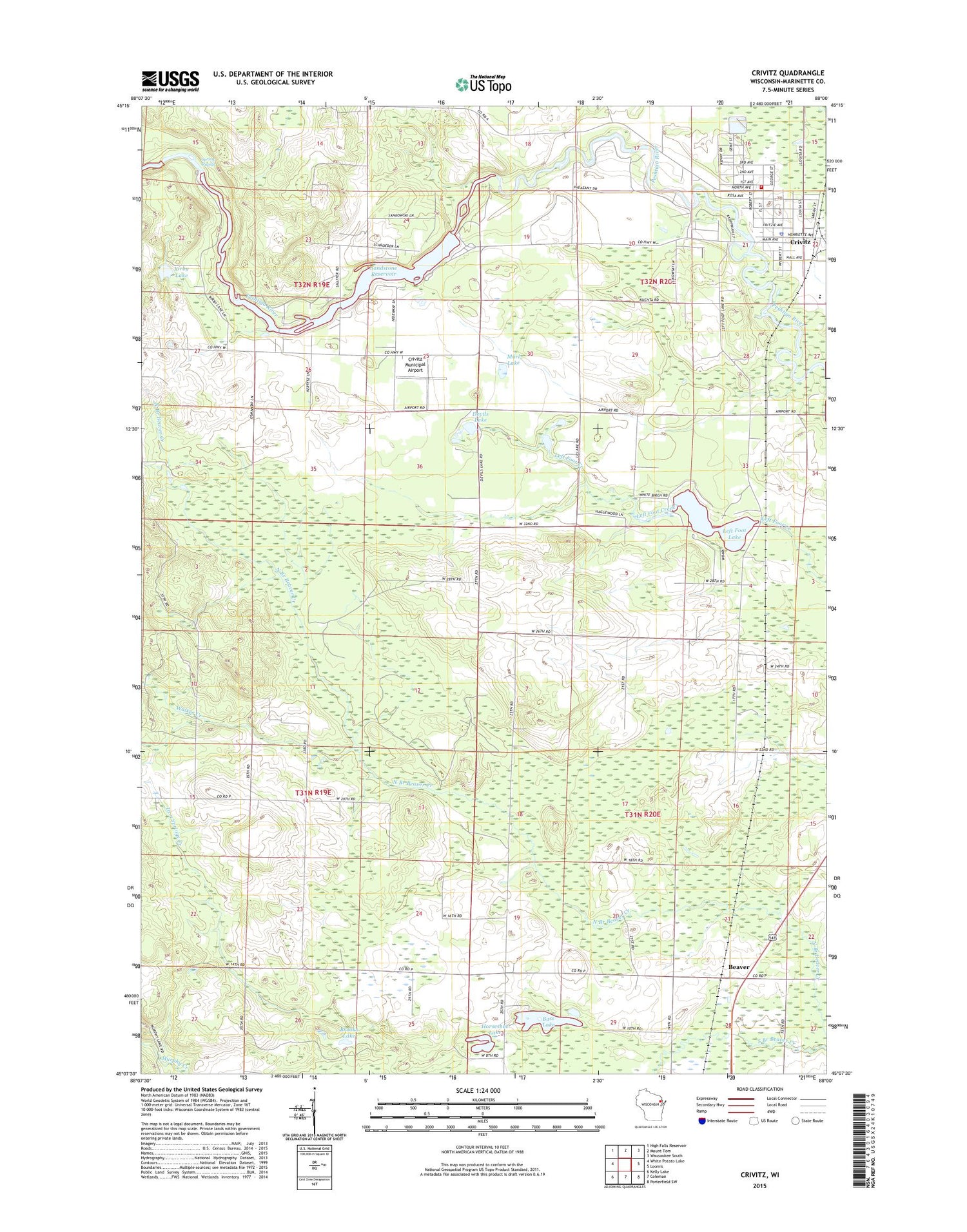 Crivitz Wisconsin US Topo Map Image