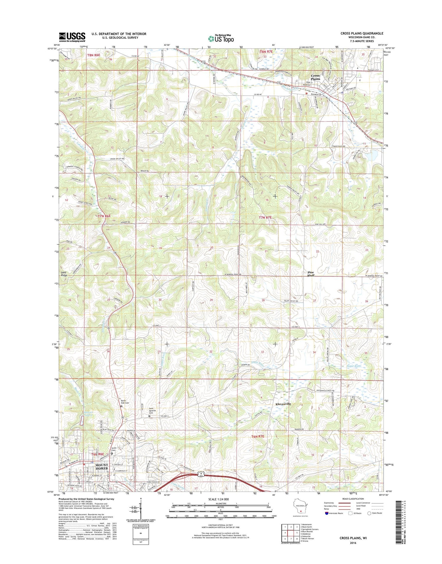 Cross Plains Wisconsin US Topo Map Image