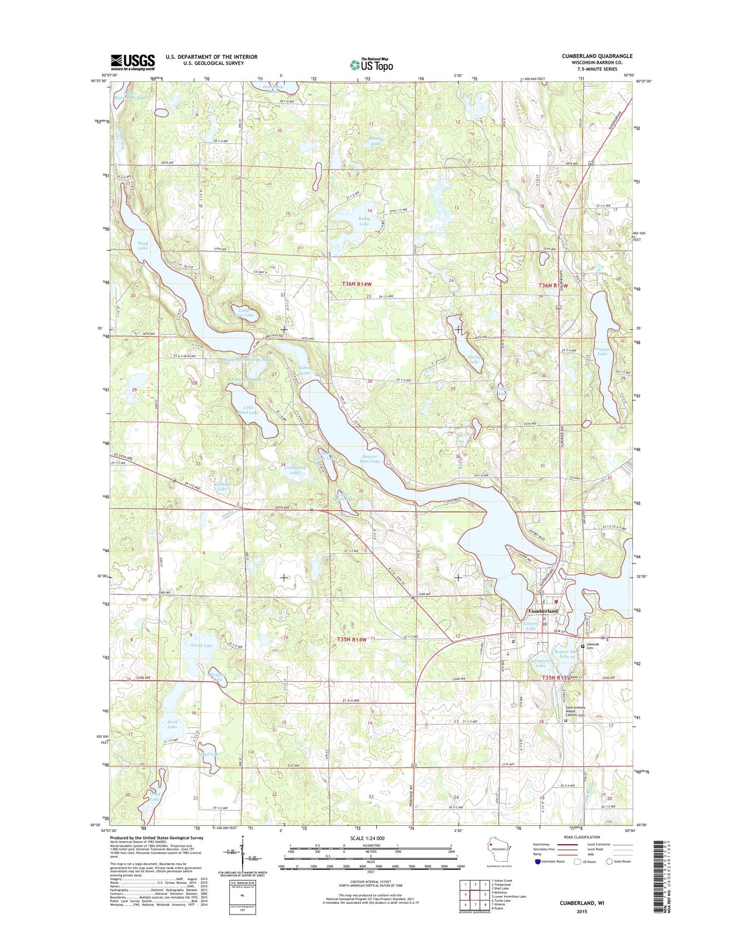 Cumberland Wisconsin US Topo Map Image