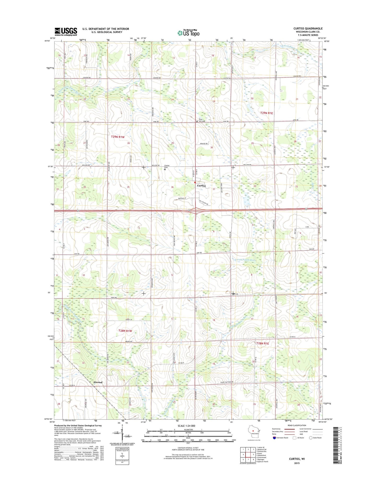 Curtiss Wisconsin US Topo Map Image