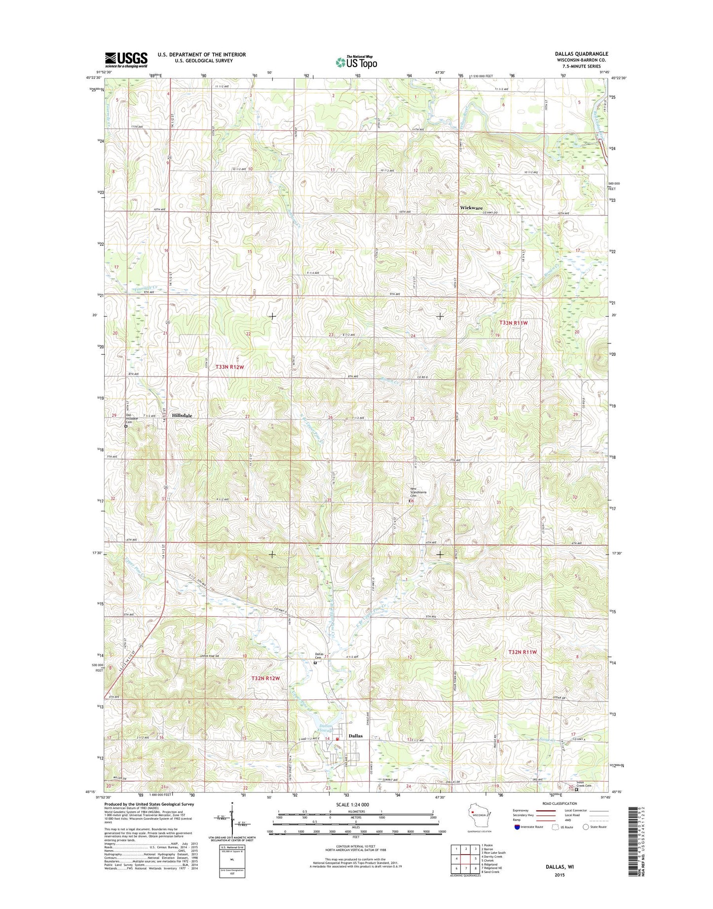 Dallas Wisconsin US Topo Map Image