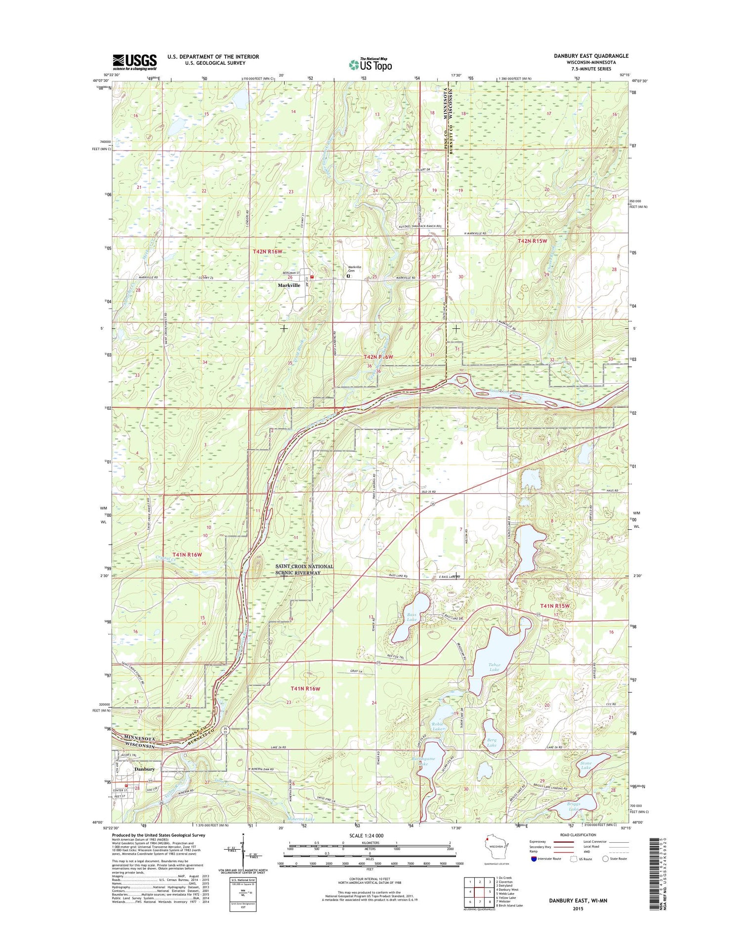 Danbury East Wisconsin US Topo Map Image