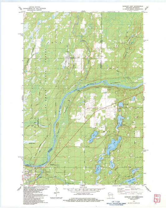 Classic USGS Danbury East Wisconsin 7.5'x7.5' Topo Map Image
