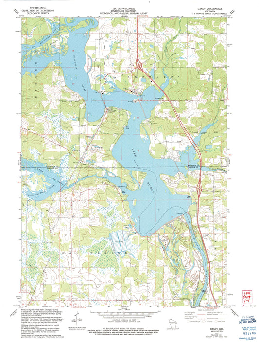 Classic USGS Dancy Wisconsin 7.5'x7.5' Topo Map Image